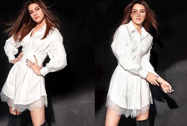 Pics: Kriti Sanon stuns in a white shirt-dress