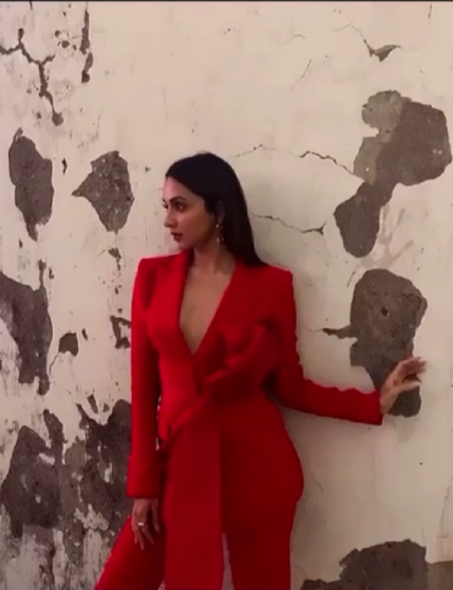 Kiara Advani Looks Astonishing In A Red Pantsuit