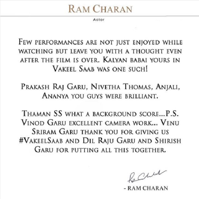 Ram Charan Shares His Thoughts On His Babai’s ‘Vakeel Saab’!